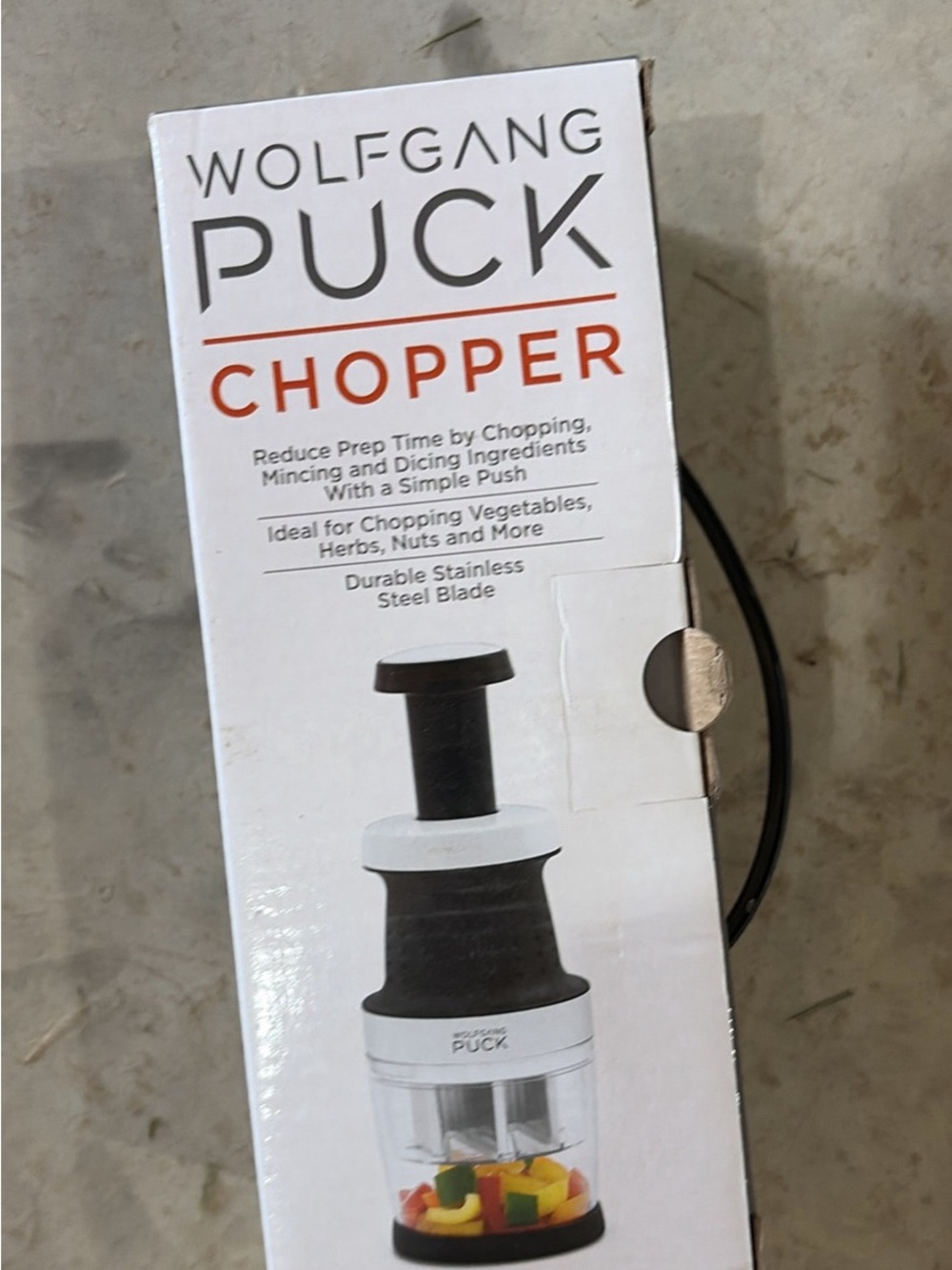 Wolfgang Puck Chopper - White & Black with Orange Logo